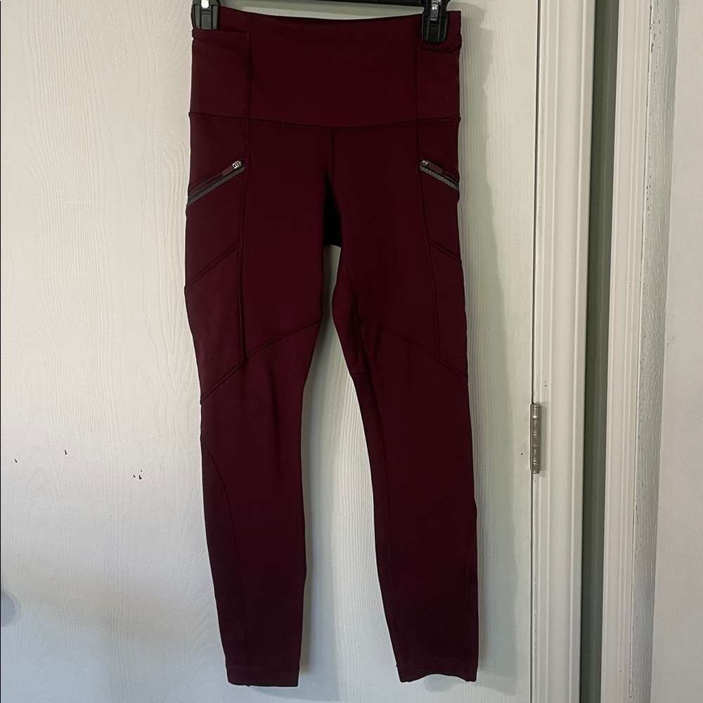 Lululemon Toasty Tech Fleece Tights II Leggings Burgundy Size 4 - Picture 6 of 15